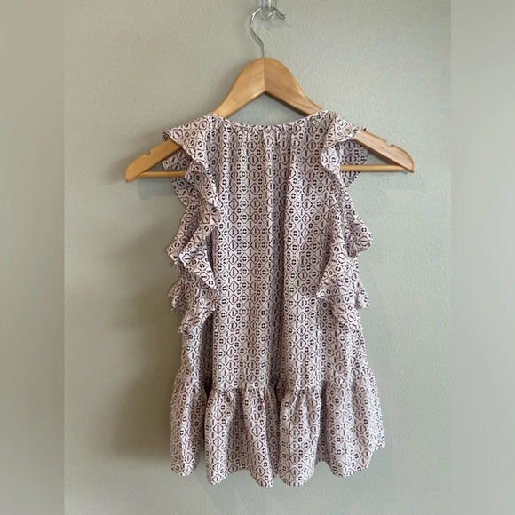 MADEWELL Women's Small 100% Silk Lily Ruffle Top in Echo Grid Blouse Tas… - Picture 2 of 13